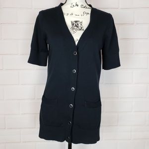 Isaac Mizrahi Live Black Button Front Cardigan S